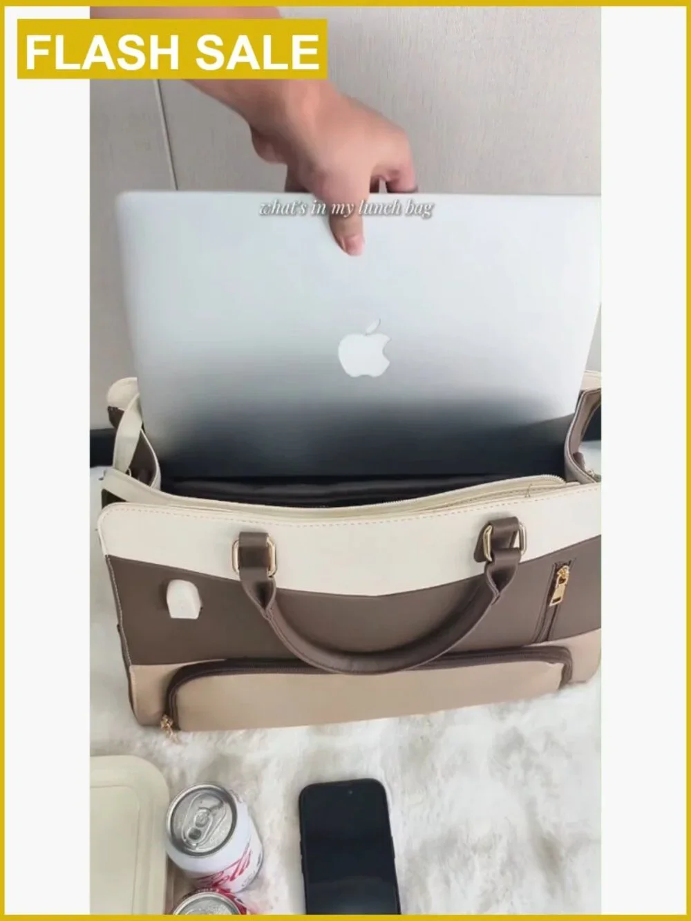 Lunch Tote Bag for Work with Insulated Compartment 2-in-1 Laptop Bag Purse